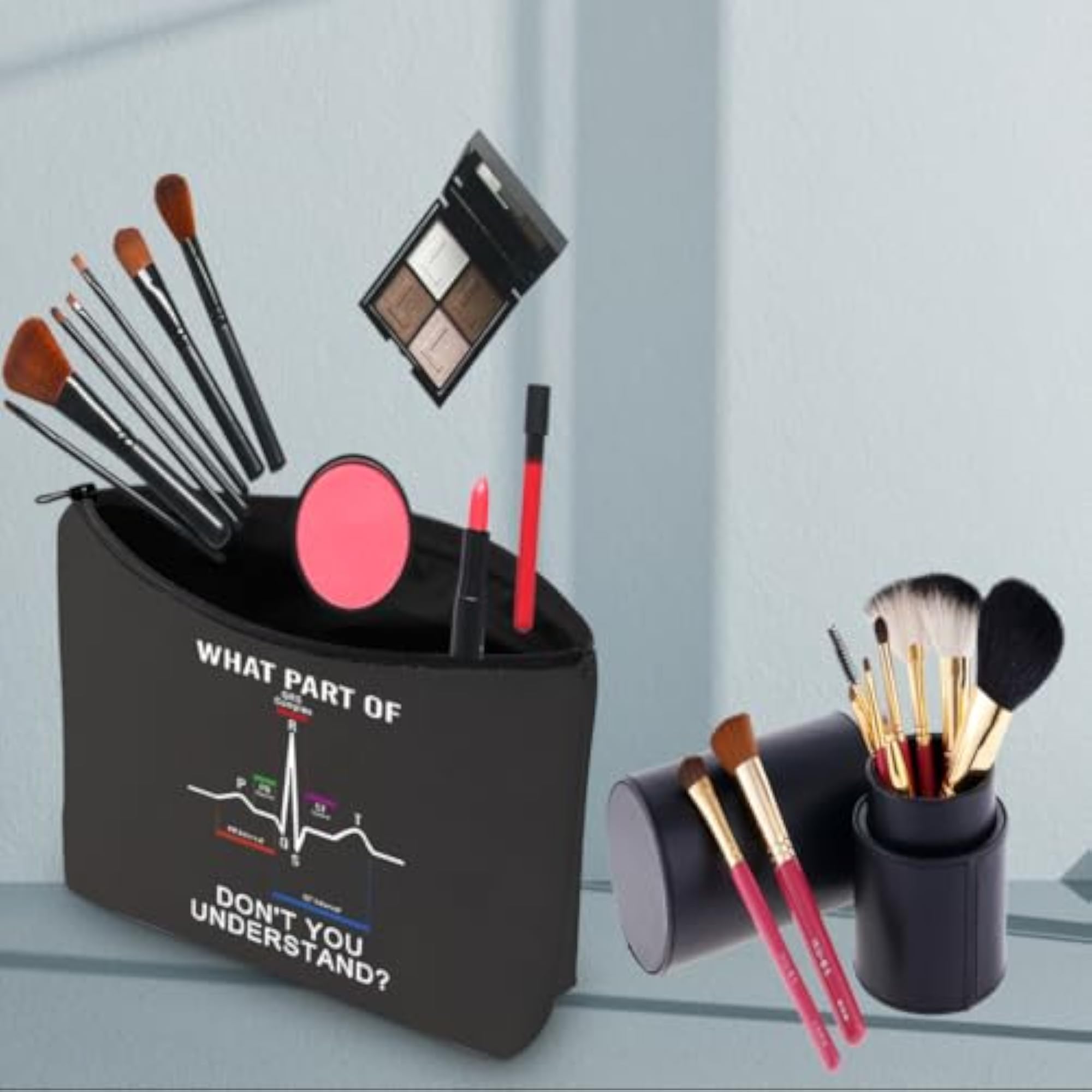 Cardiology Makeup Bag, ECG EKG Heartbeat Gift